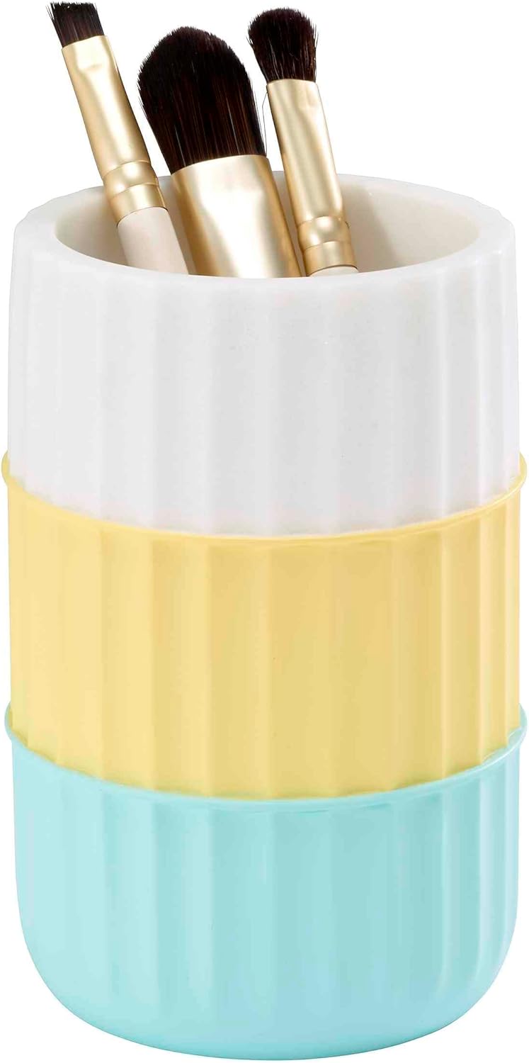 IZOD - Tumbler, Resin Countertop Bathroom Accessories, Dorm Room Essentials, Striped Bathroom Decor (Clubhouse Collection, Aqua) - Image 2
